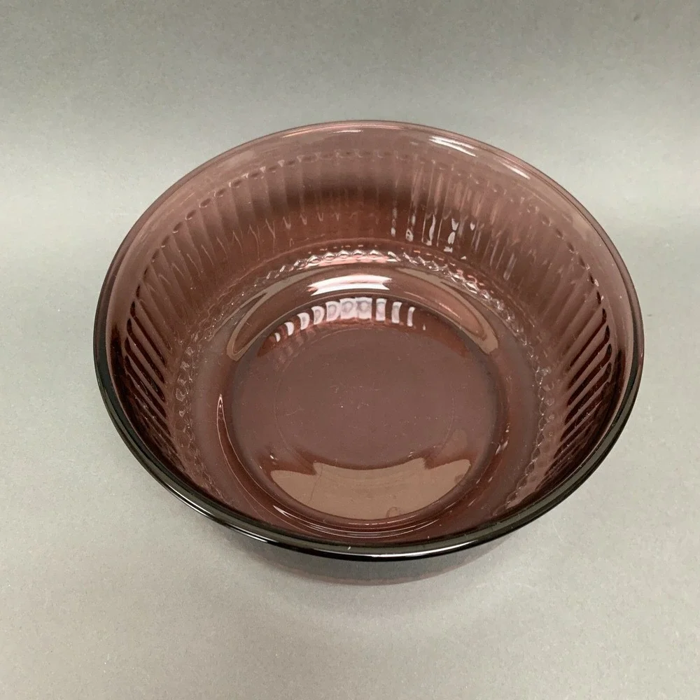 Amethyst‎ Purple Glass Ribbed Vegetable Serving Bowl 9 1/2